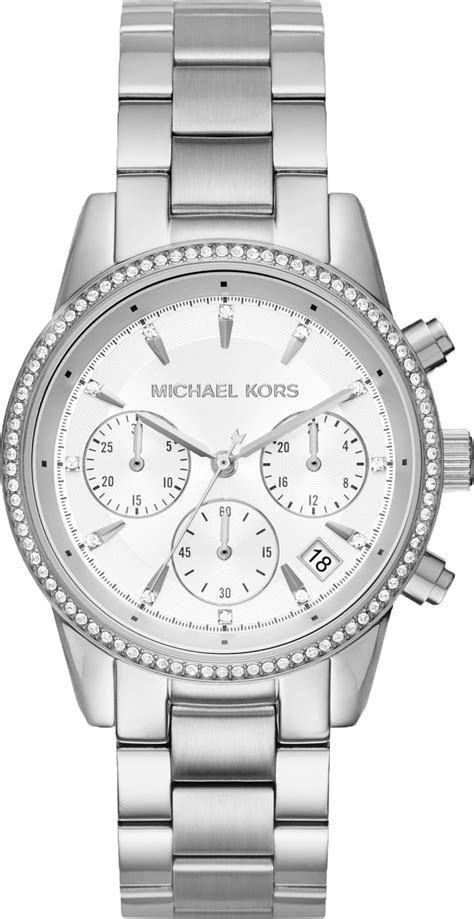 michael kors ritz pavé silver-tone watch|Amazon.com: Michael Kors Ritz Chronograph Silver.